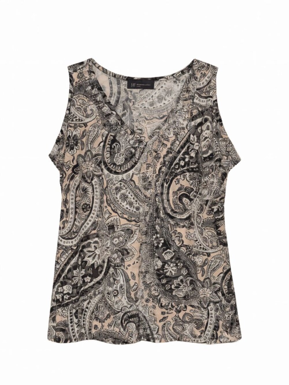 INC International Concepts Black Pink Women's INC Paisley Print Beaded Top Sleev